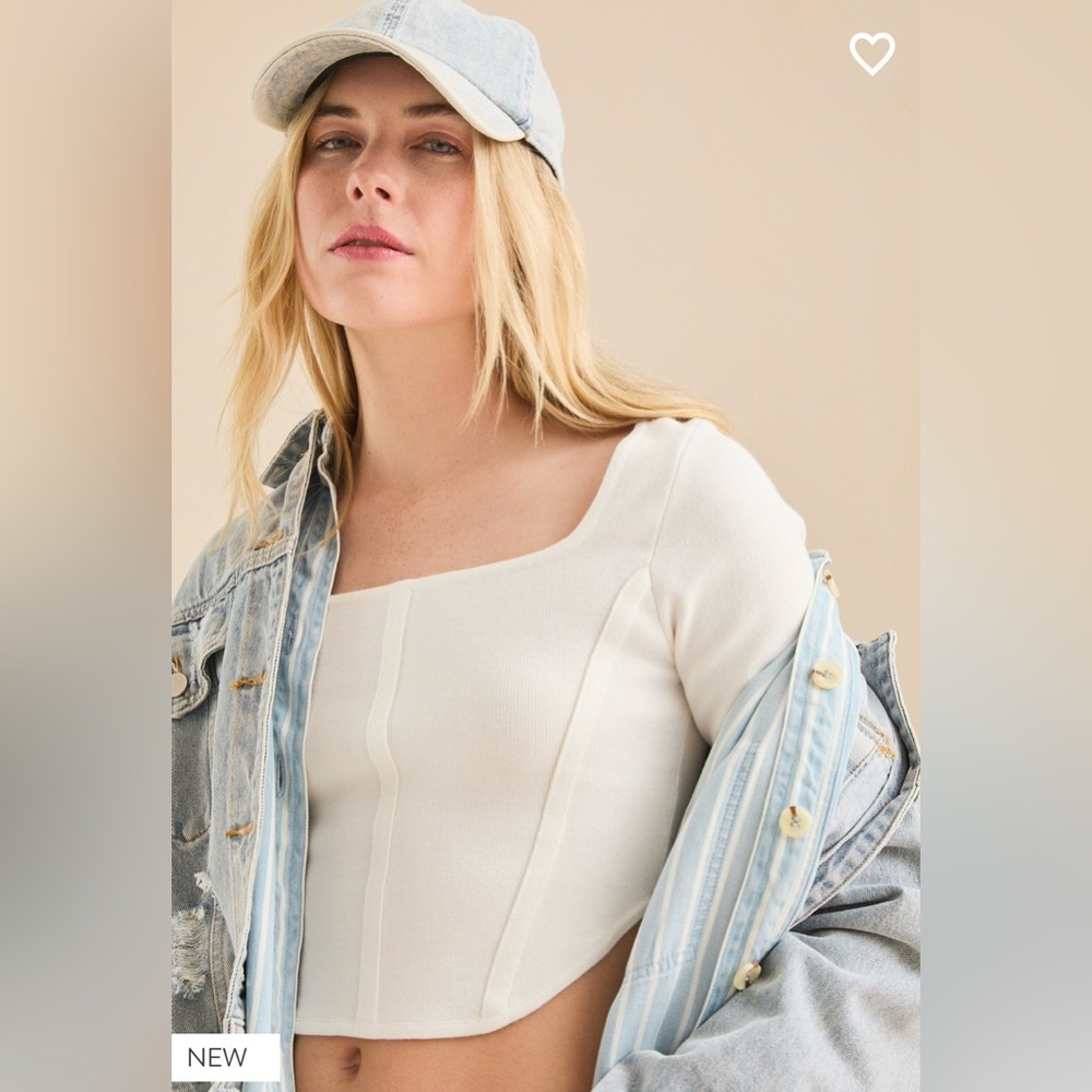 NWT Altar’d State Lucia Cropped Corset Top Ivory XS